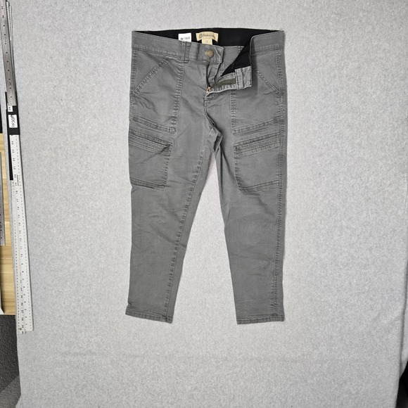 Democracy Pants - Democracy Women Pants 12 Gray Cargo Twill Button Zipper Slim 24" Inseam